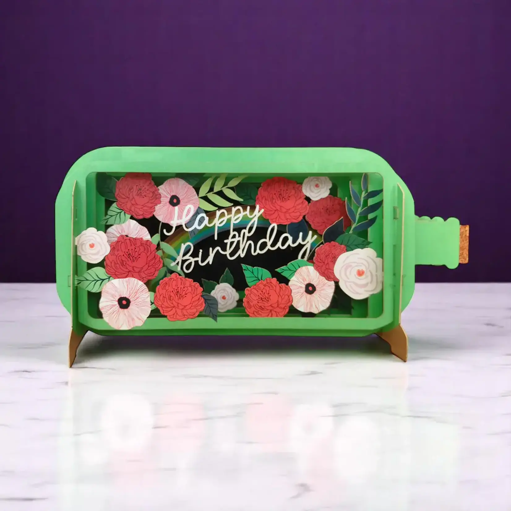 AllJoy Design Happy Birthday Green 3D Bottle Card