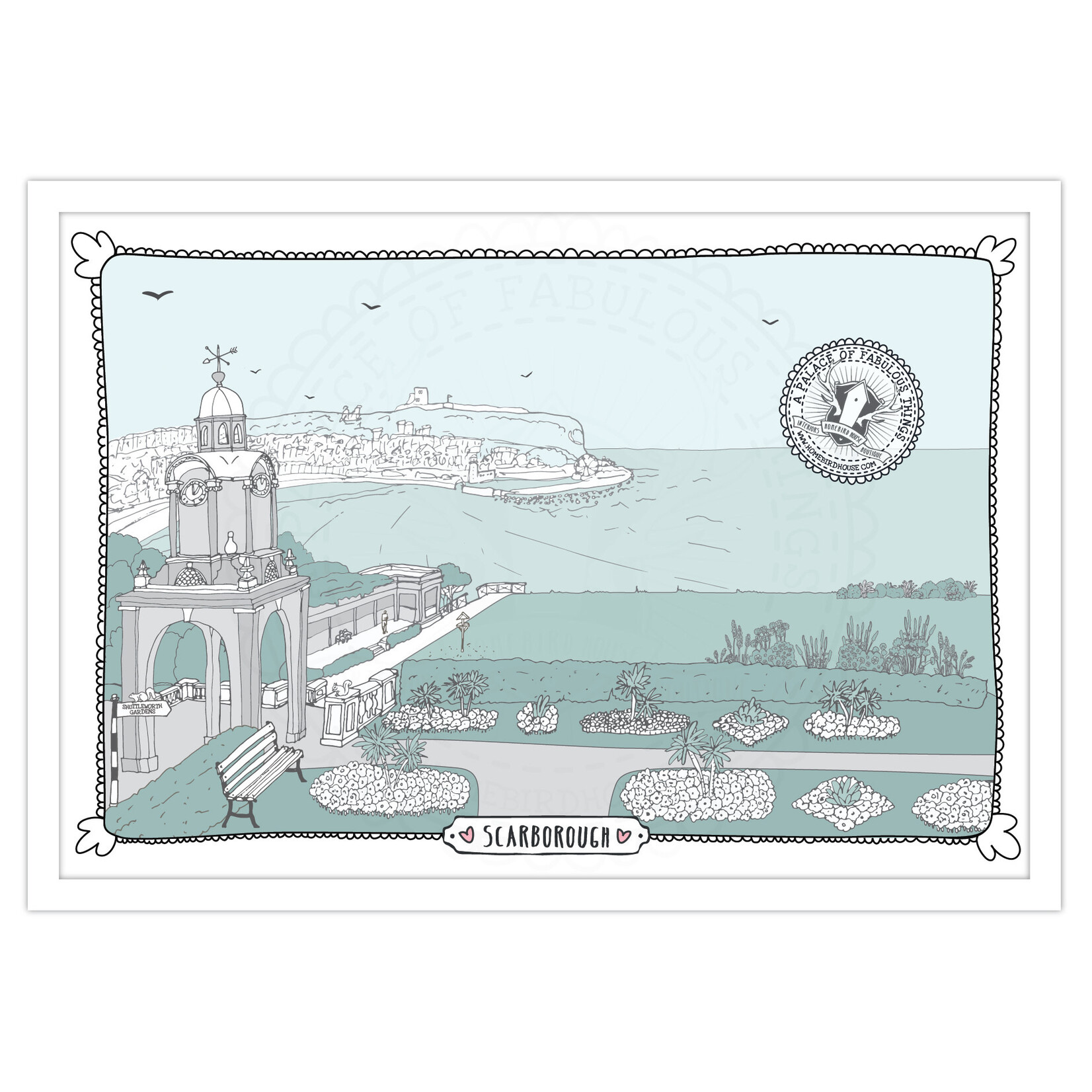 Homebird Art Alex Anderson Duck Egg CLOCK TOWER Illustration