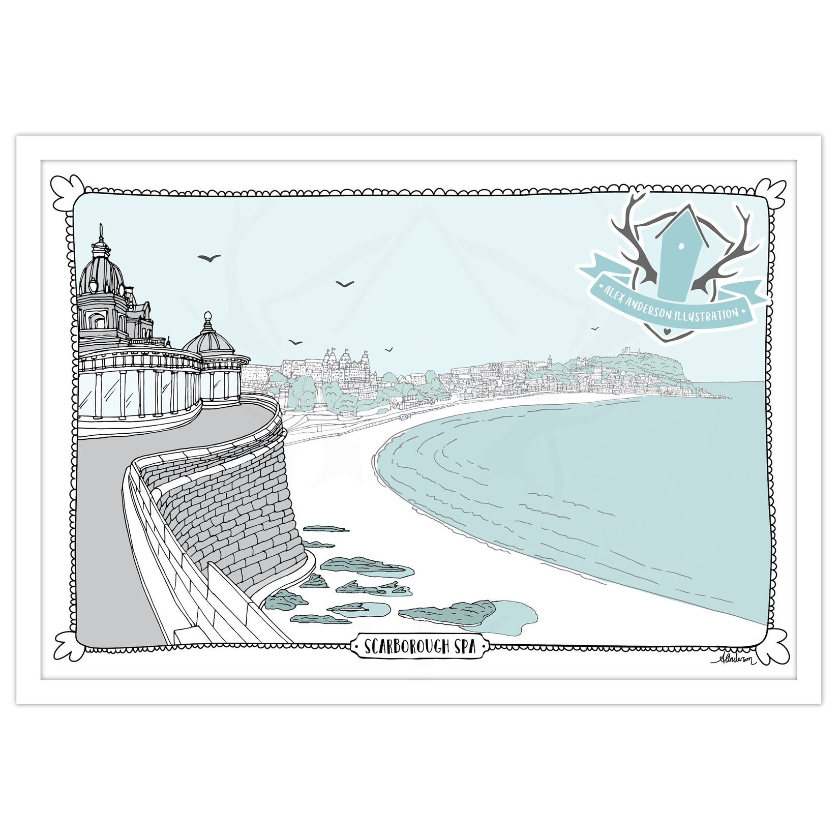 Homebird Art Alex Anderson Duck Egg SPA SUN COURT Illustration