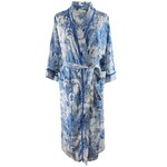 Powell Craft Blue and White Safari Toile De Jouy Print Dressing Gown