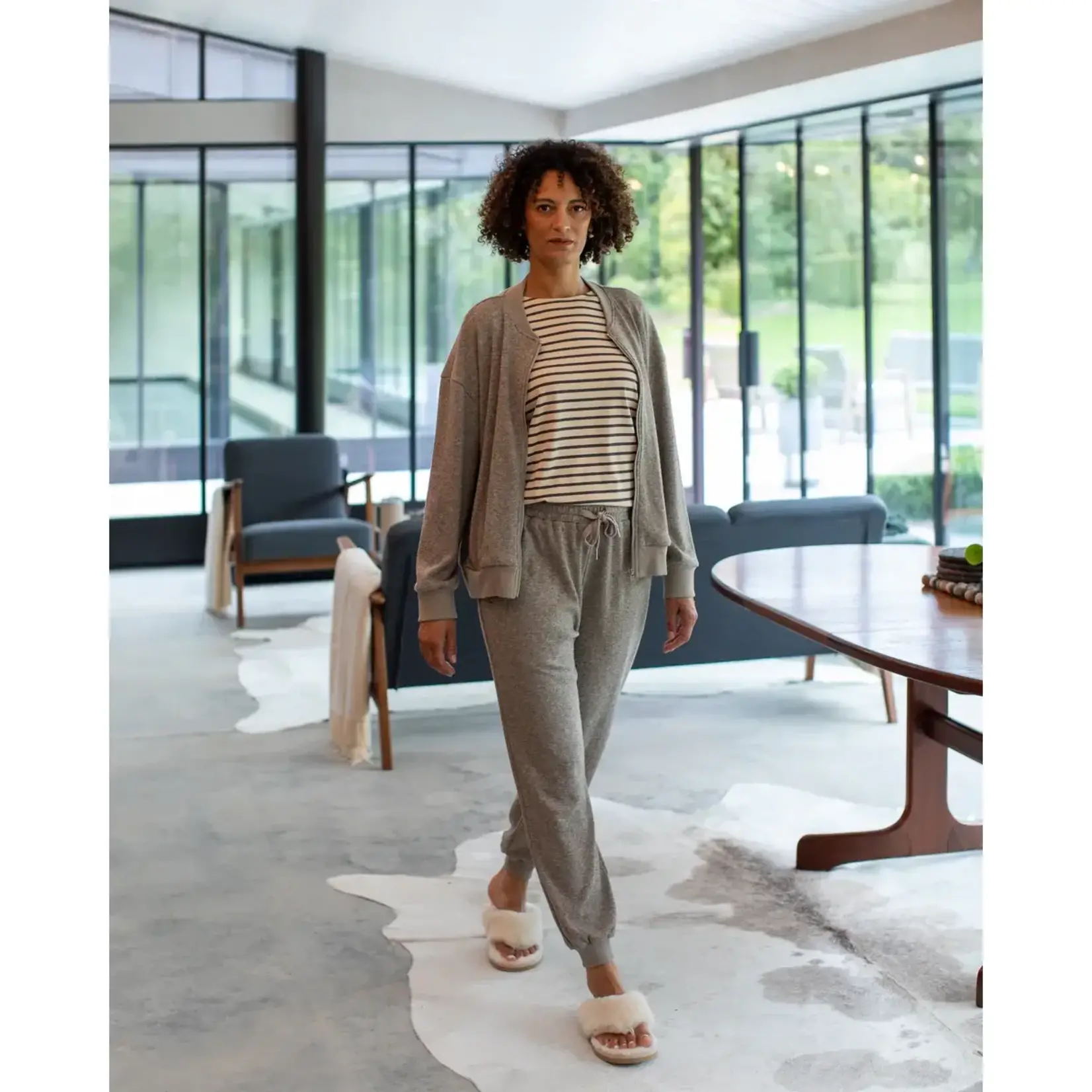 Chalk Fleur Stripe Top Grey/Cream