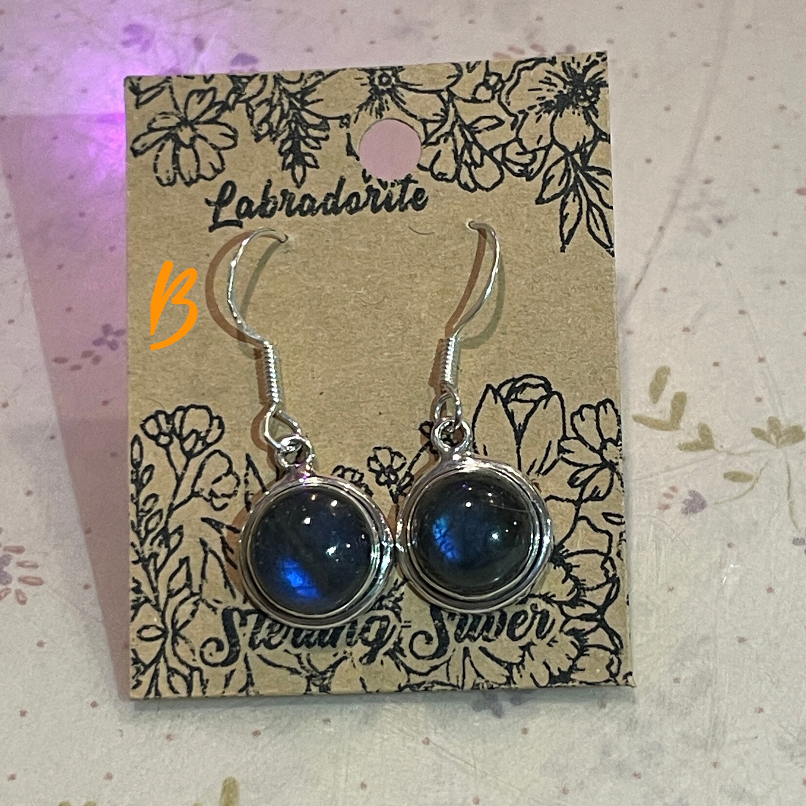Round Labradorite Sterling Silver Drop Earrings