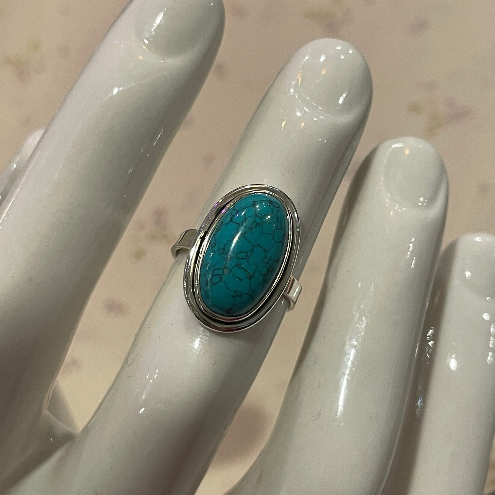 Size 6.5 Turquoise Oval Sterling Silver Ring