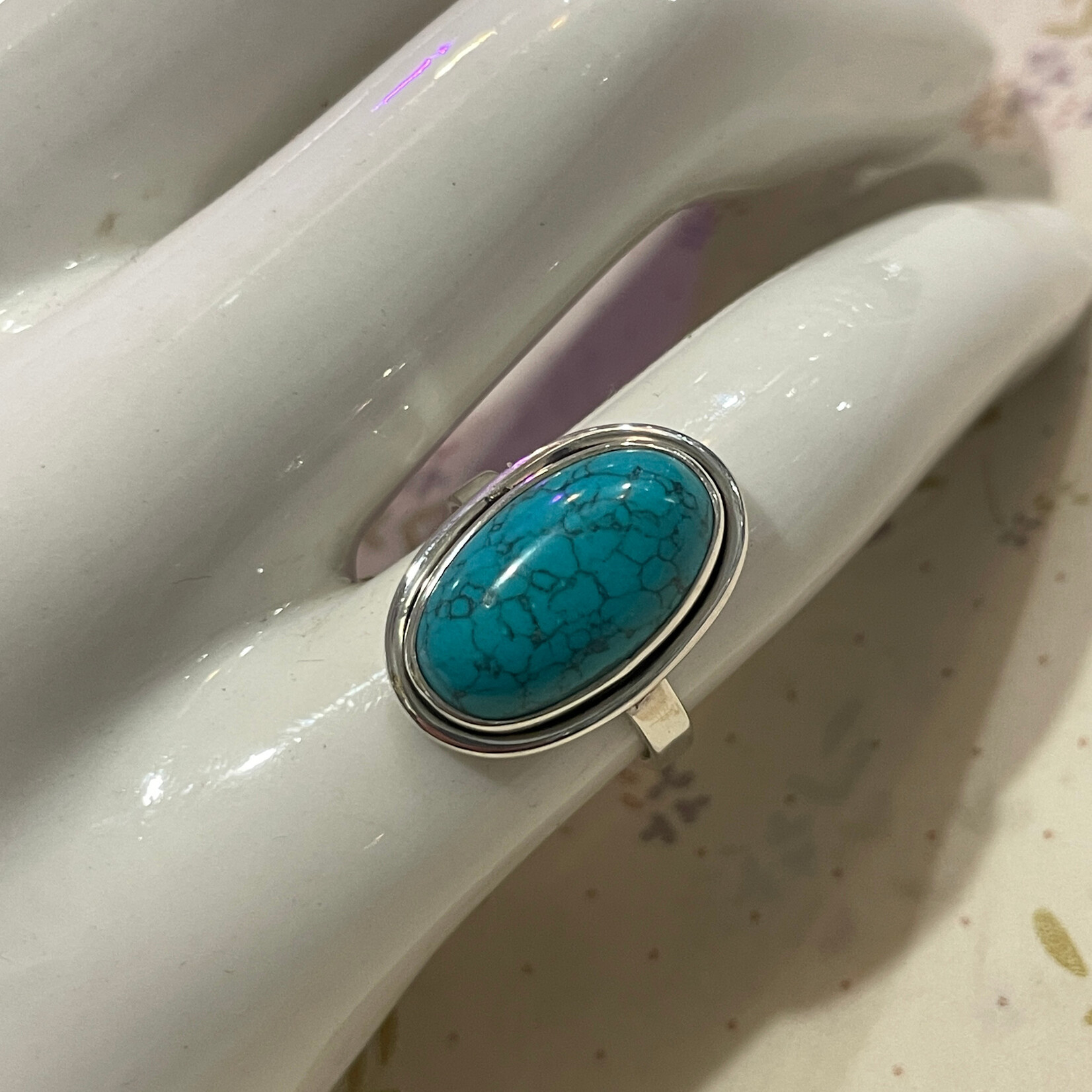 Size 6.5 Turquoise Oval Sterling Silver Ring