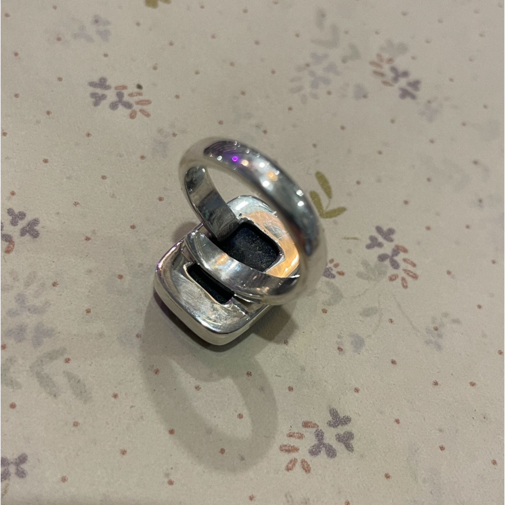 Lapis Rectangular Adjustable Sterling Silver Ring