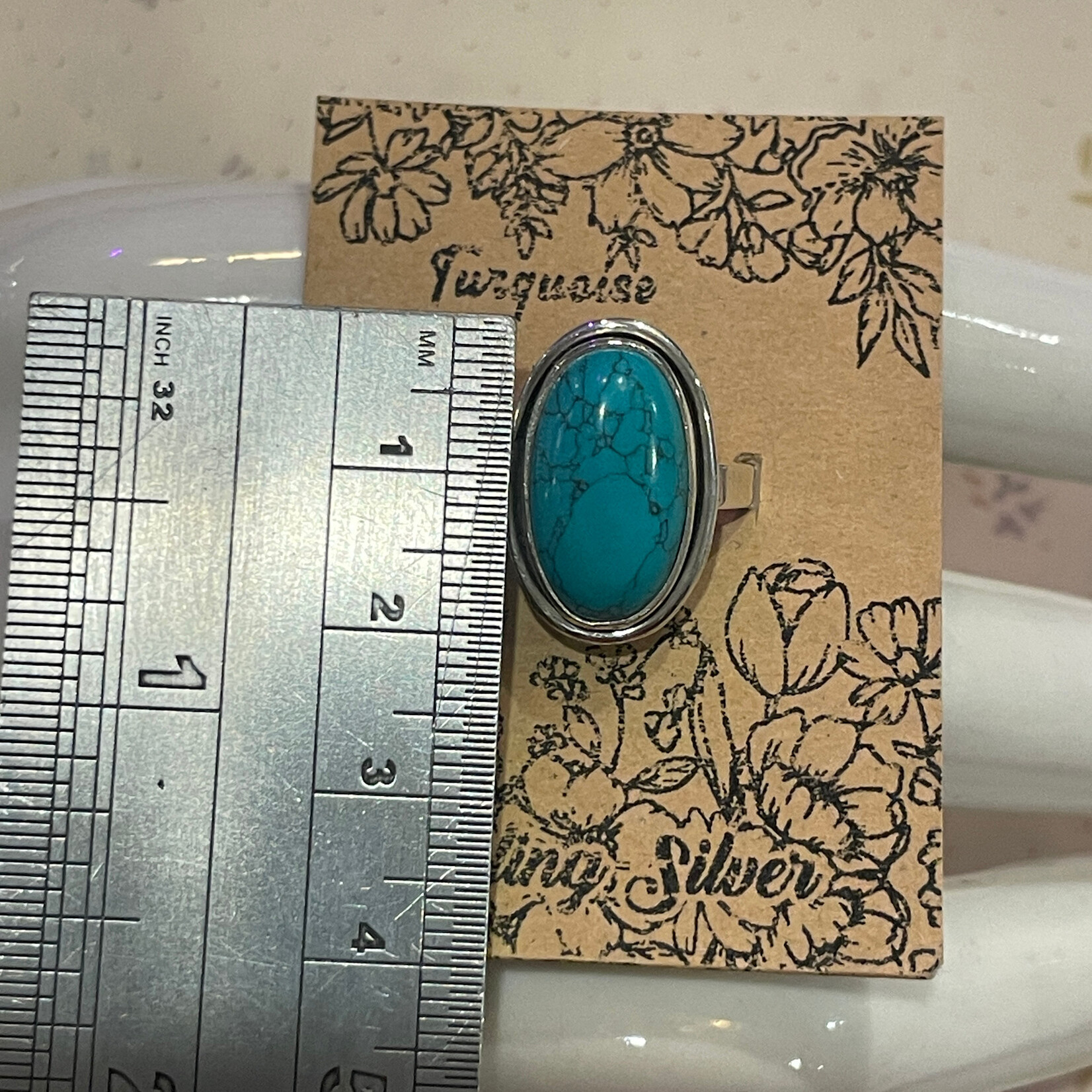 Size 8.5 Turquoise Oval Sterling Silver Ring