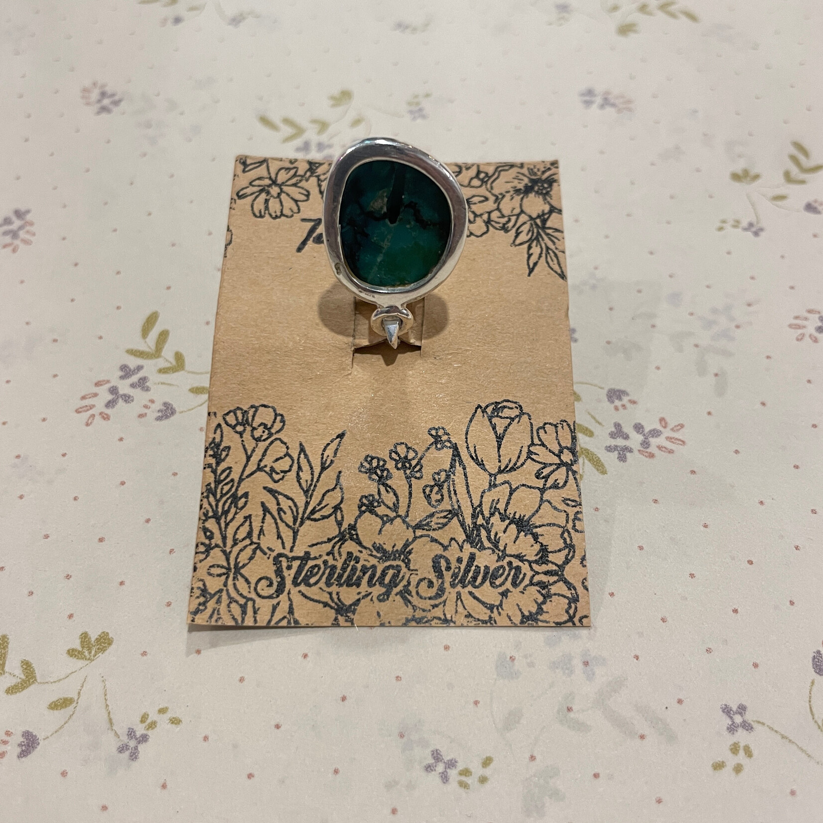 Turquoise Irregular Sterling Silver Pendant 19mm