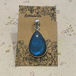 Labradorite Teardrop Serling Silver Pendant 28mm