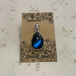 Labradorite Teardrop Serling Silver Pendant 25mm