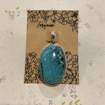 Turquoise Oval Sterling Silver Pendant 31mm