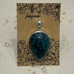 Turquoise Upside Down Teardrop Sterling Silver Pendant 29mm