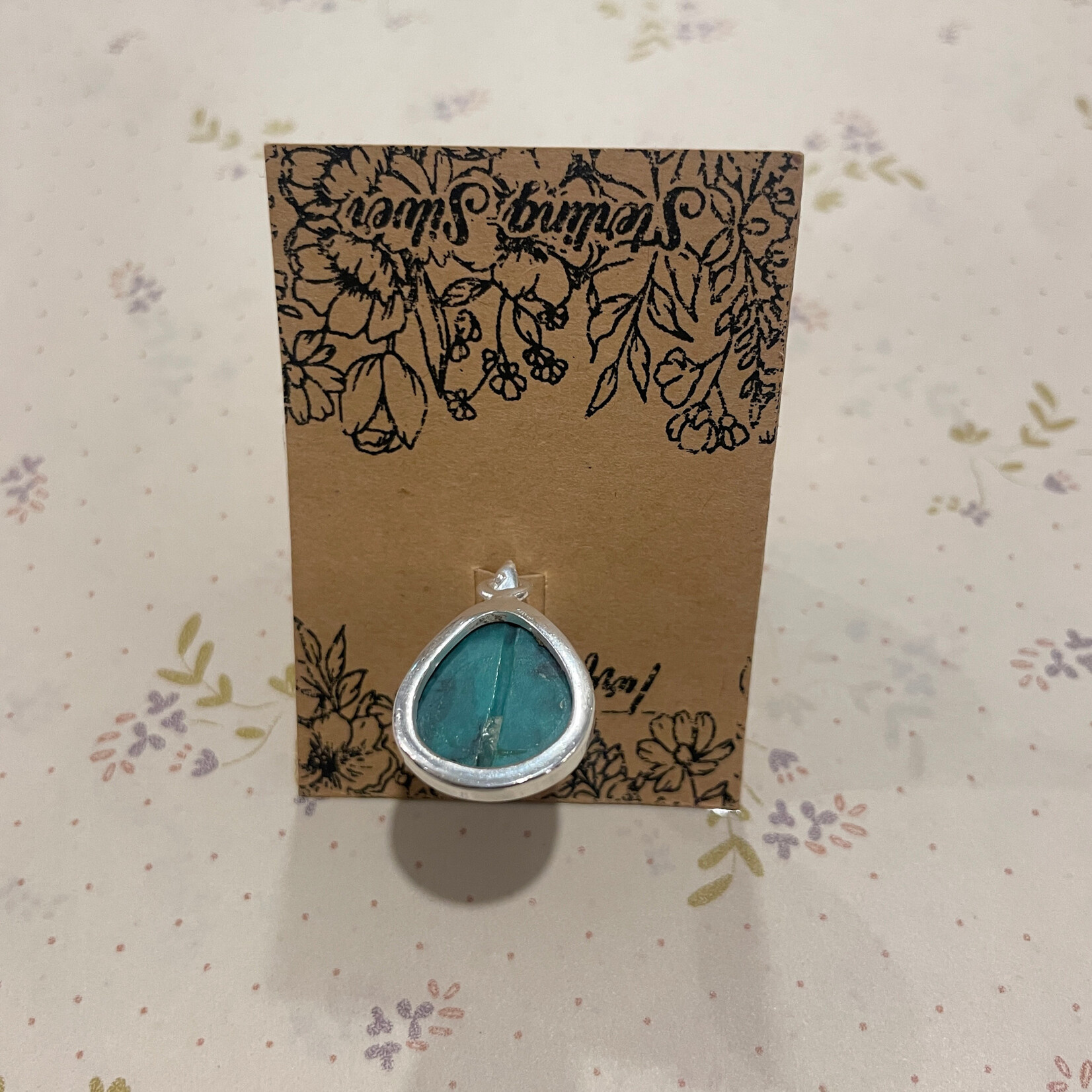 Turquoise Teardrop Sterling Silver Pendant 20mm