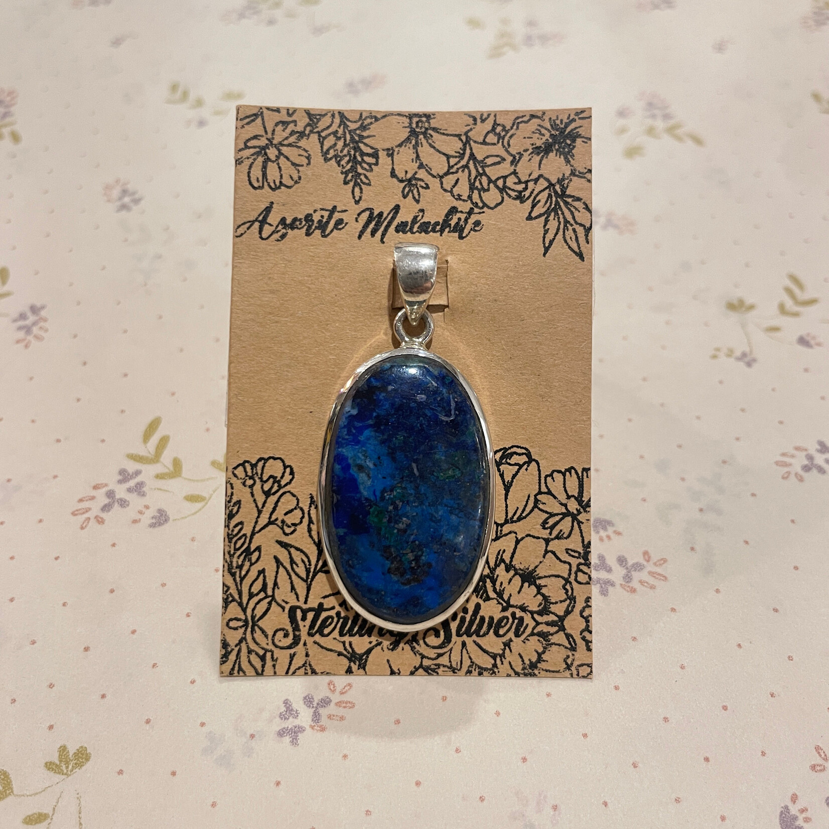 Azurite Malachite Oval Pendant 30mm