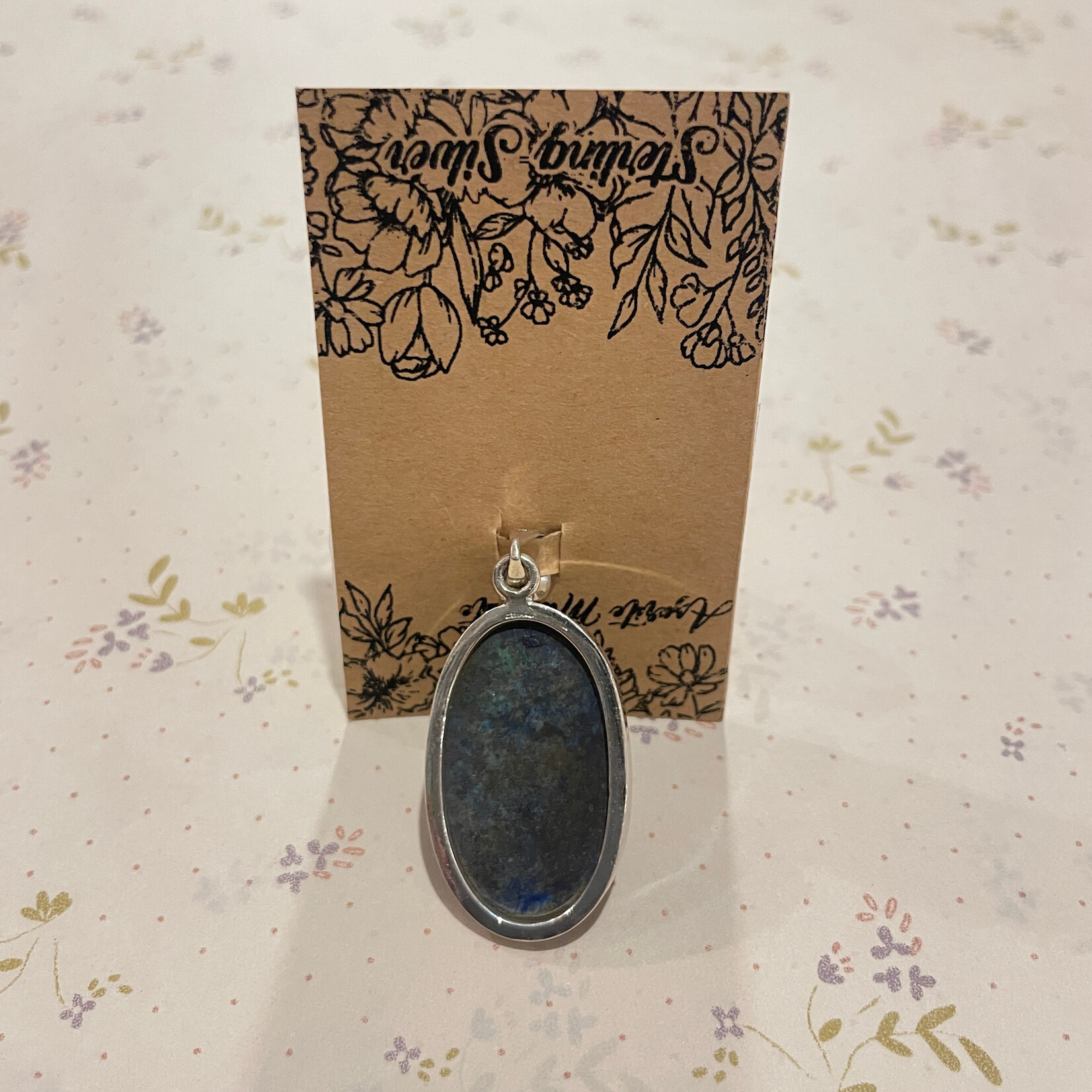 Azurite Malachite Oval Pendant 30mm