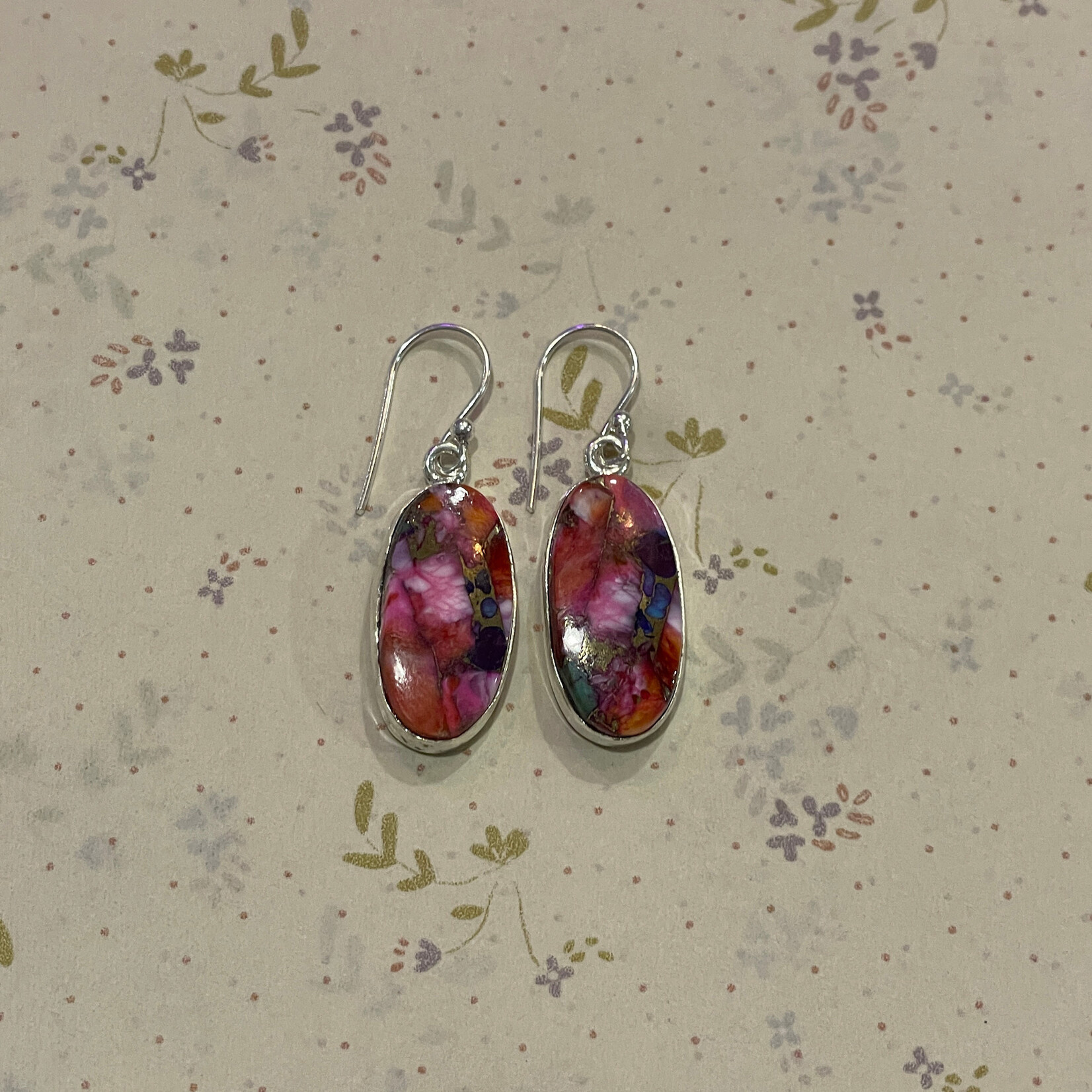 Oyster Turquoise Oval Sterling Silver Drop Earrings 29mm