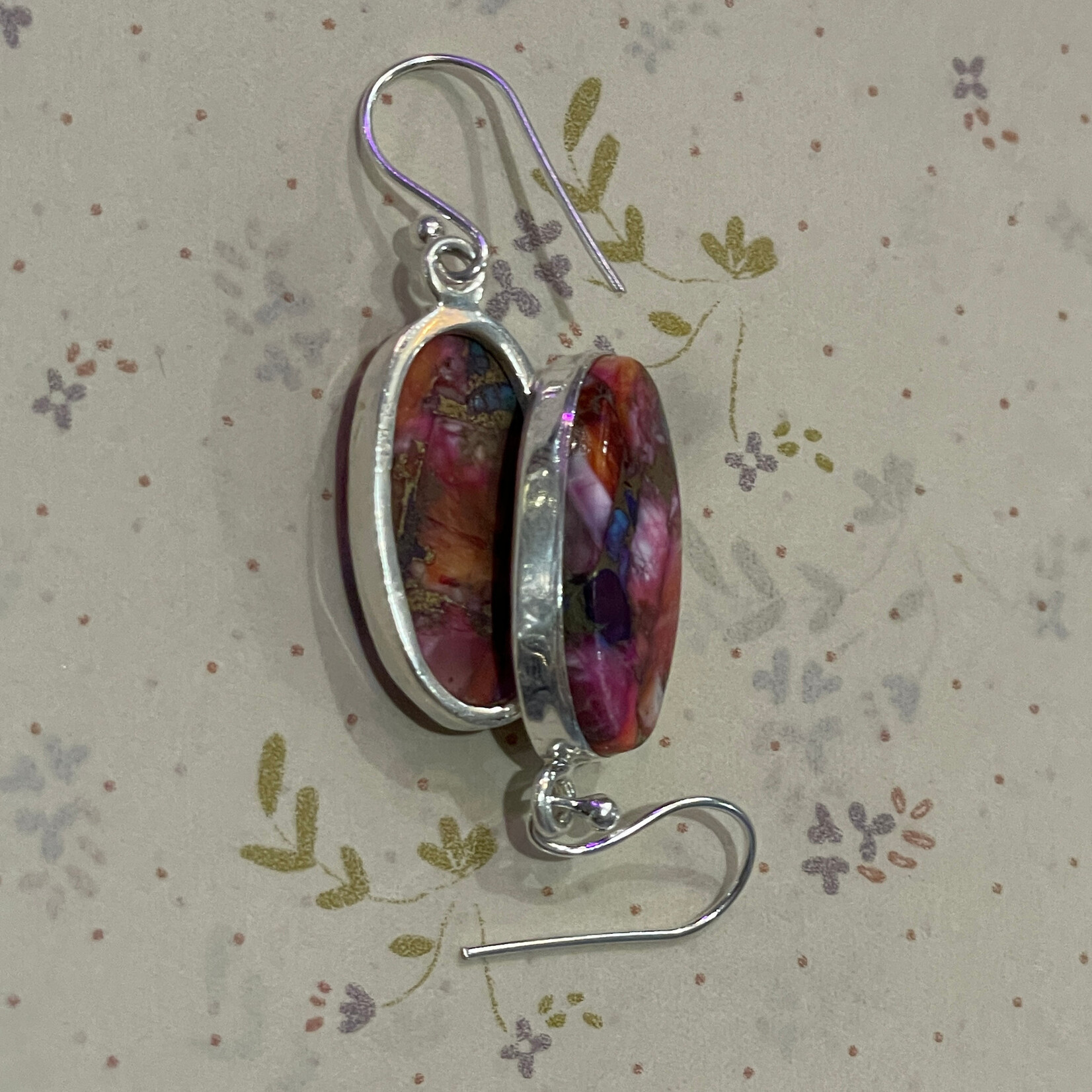 Oyster Turquoise Oval Sterling Silver Drop Earrings 29mm