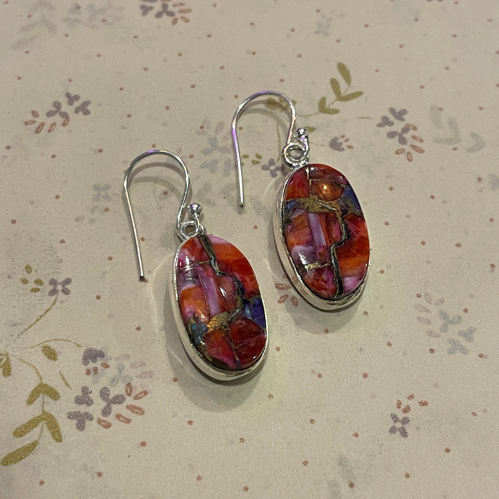 Oyster Turquoise Wide Oval Sterling Silver Drop Earrings 22mm