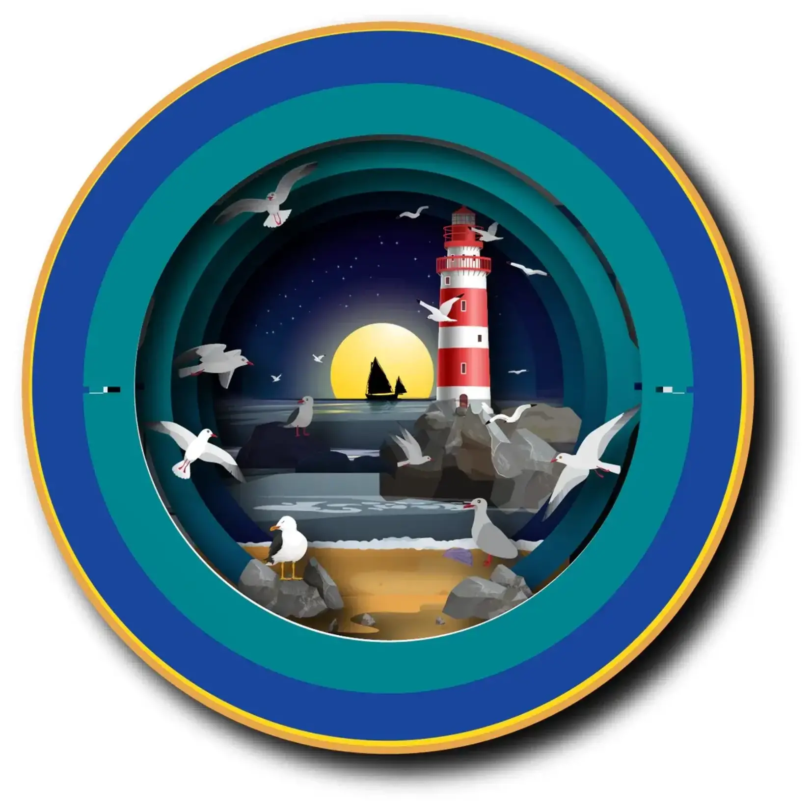 AllJoy Design Midnight Lighthouse 3D Teacup Pop Up Card