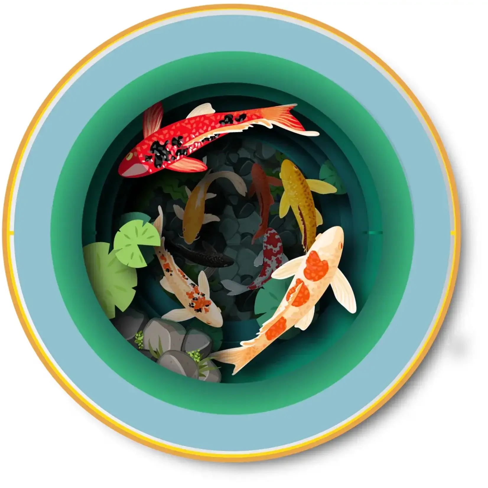 AllJoy Design Koi Fishes 3D Teacup Pop Up Card