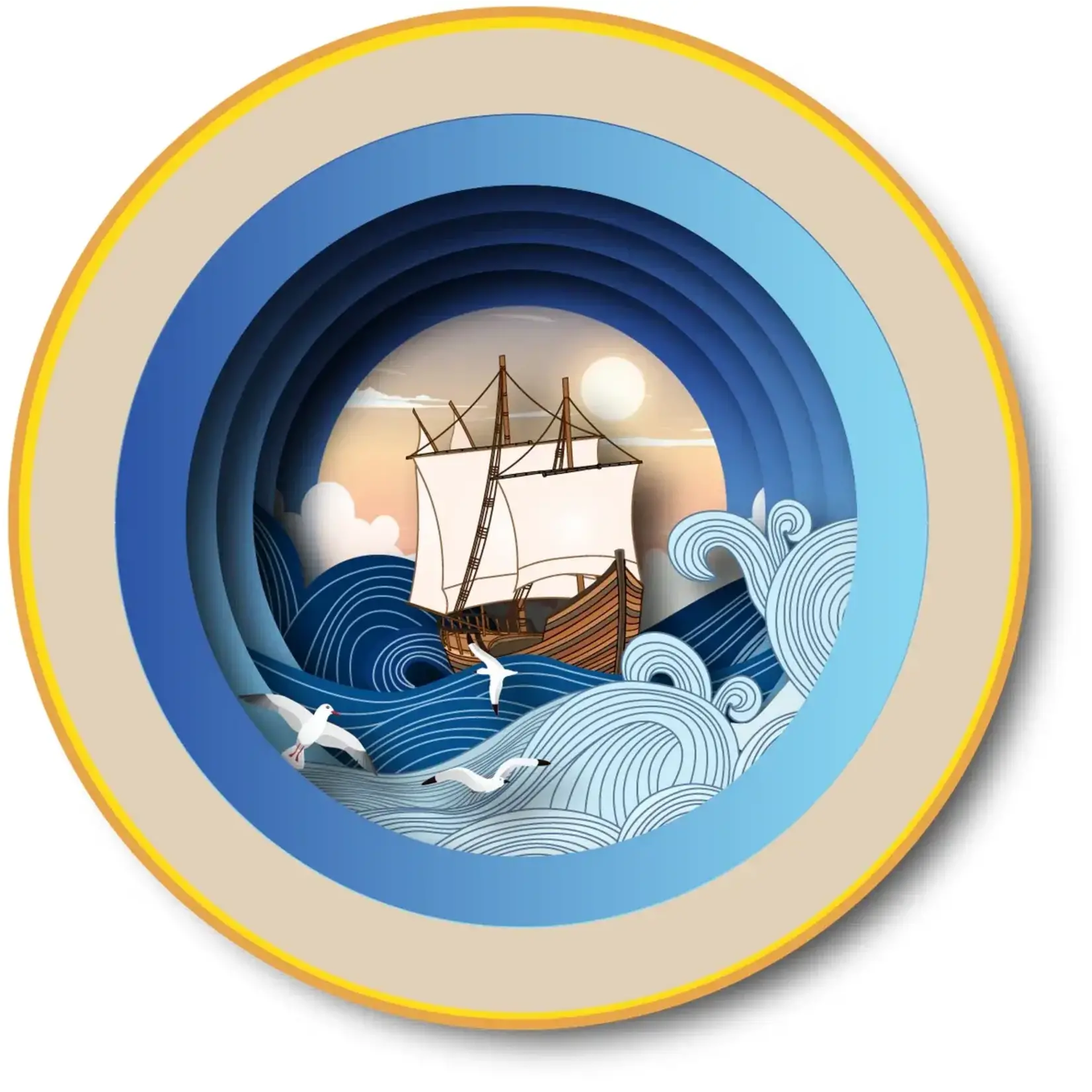AllJoy Design Boat on the sea 3D Teacup Pop Up Card