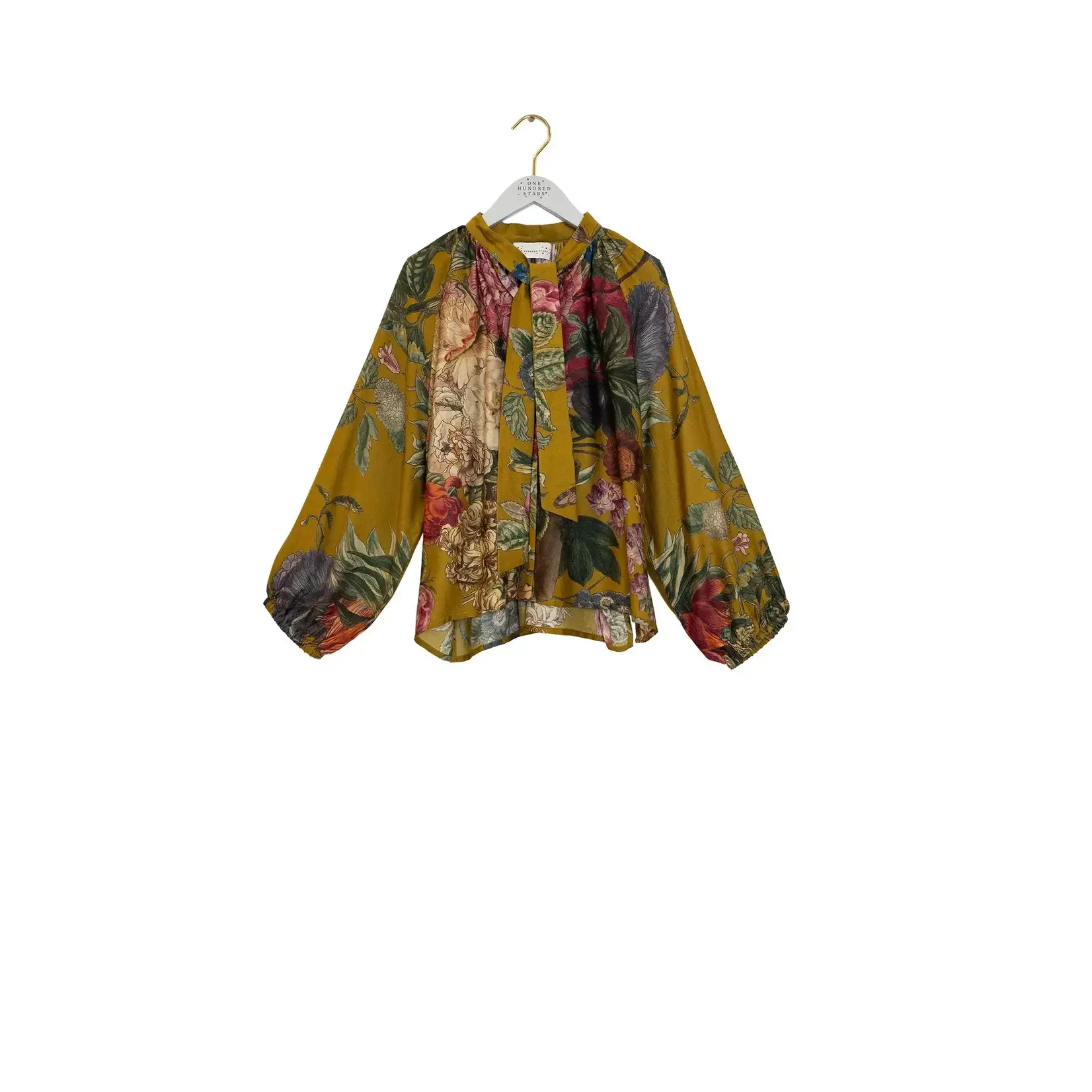 ONE HUNDRED STARS Primula Gold Pussy Bow Blouse