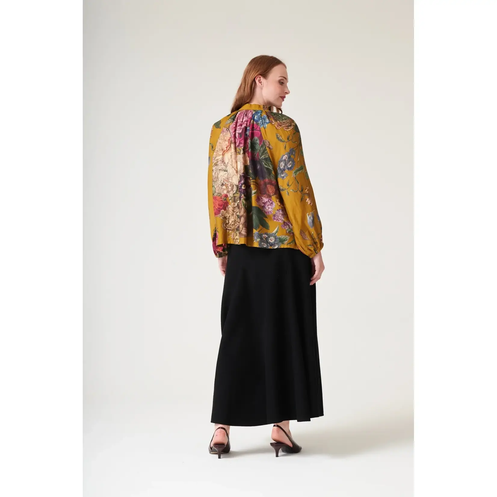 ONE HUNDRED STARS Primula Gold Pussy Bow Blouse