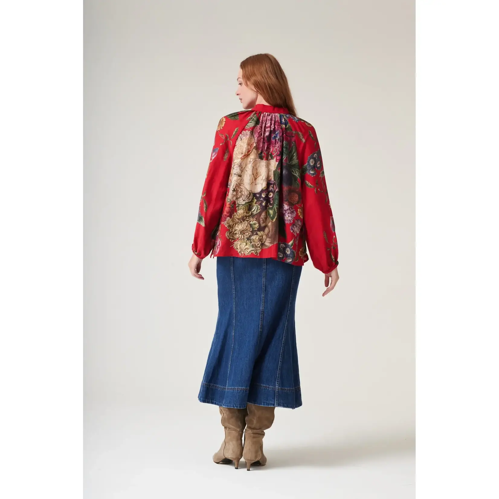 ONE HUNDRED STARS Primula Berry Pussy Bow Blouse