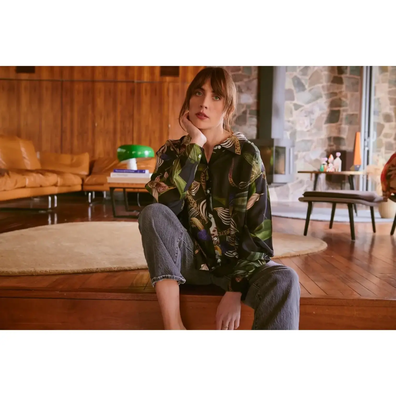 ONE HUNDRED STARS Orchid Black Oversized Shirt
