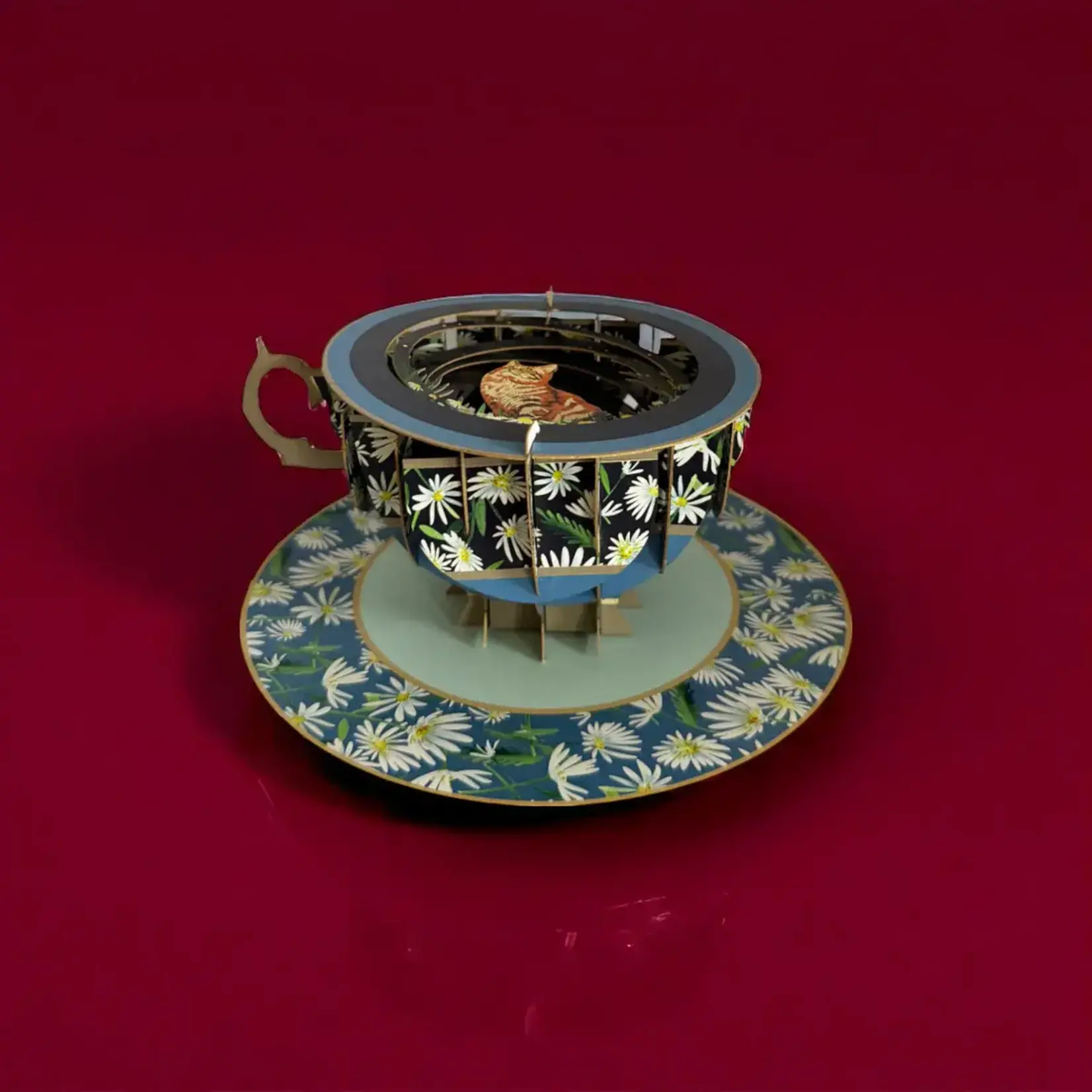 AllJoy Design Cat 3D Teacup Pop Up Card
