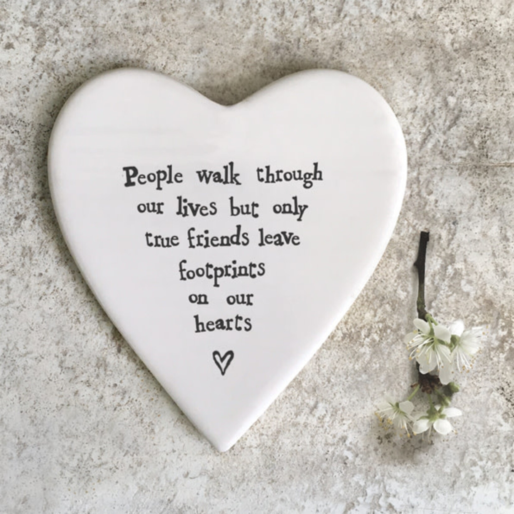 East of India True Friends Leave Footprints - Heart Porcelain coaster