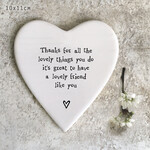 East of India Thanks Lovely things Heart Porcelain coaster