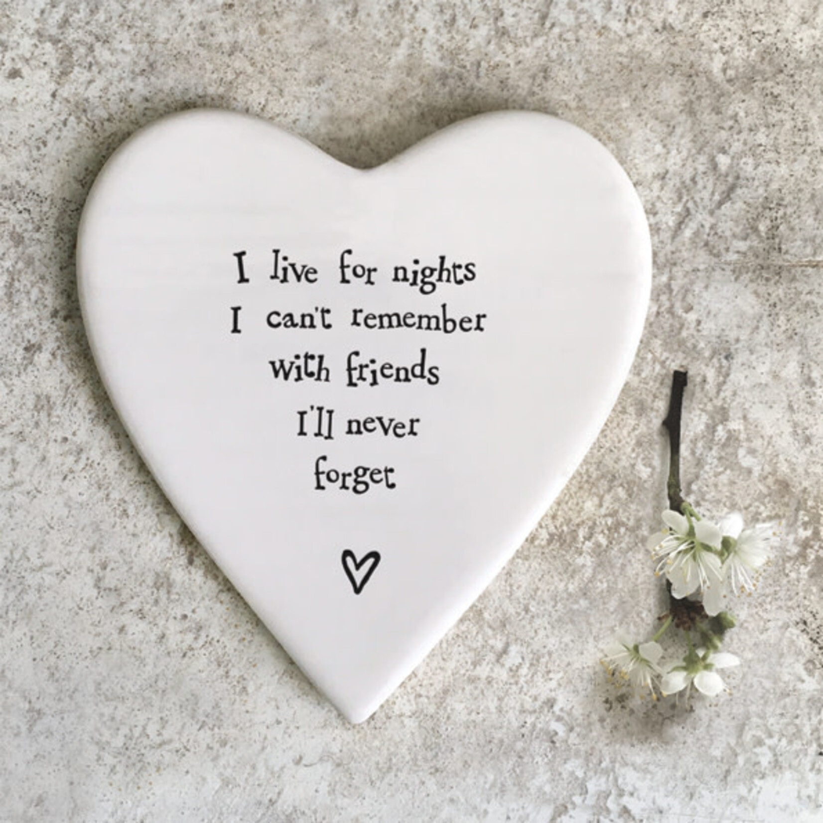 East of India I live for nights Heart Porcelain coaster