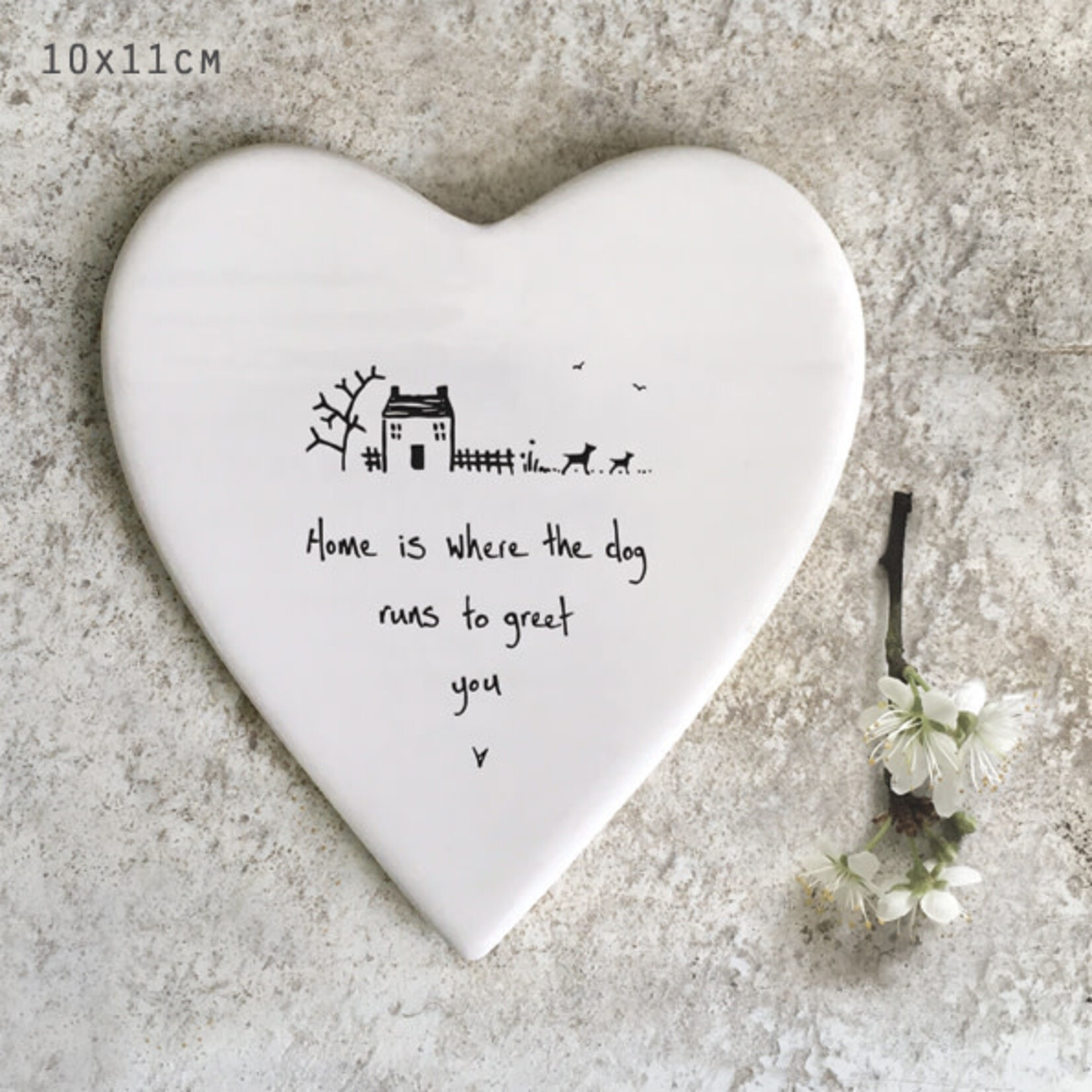 East of India Home dog greets you Porcelain Heart coaster