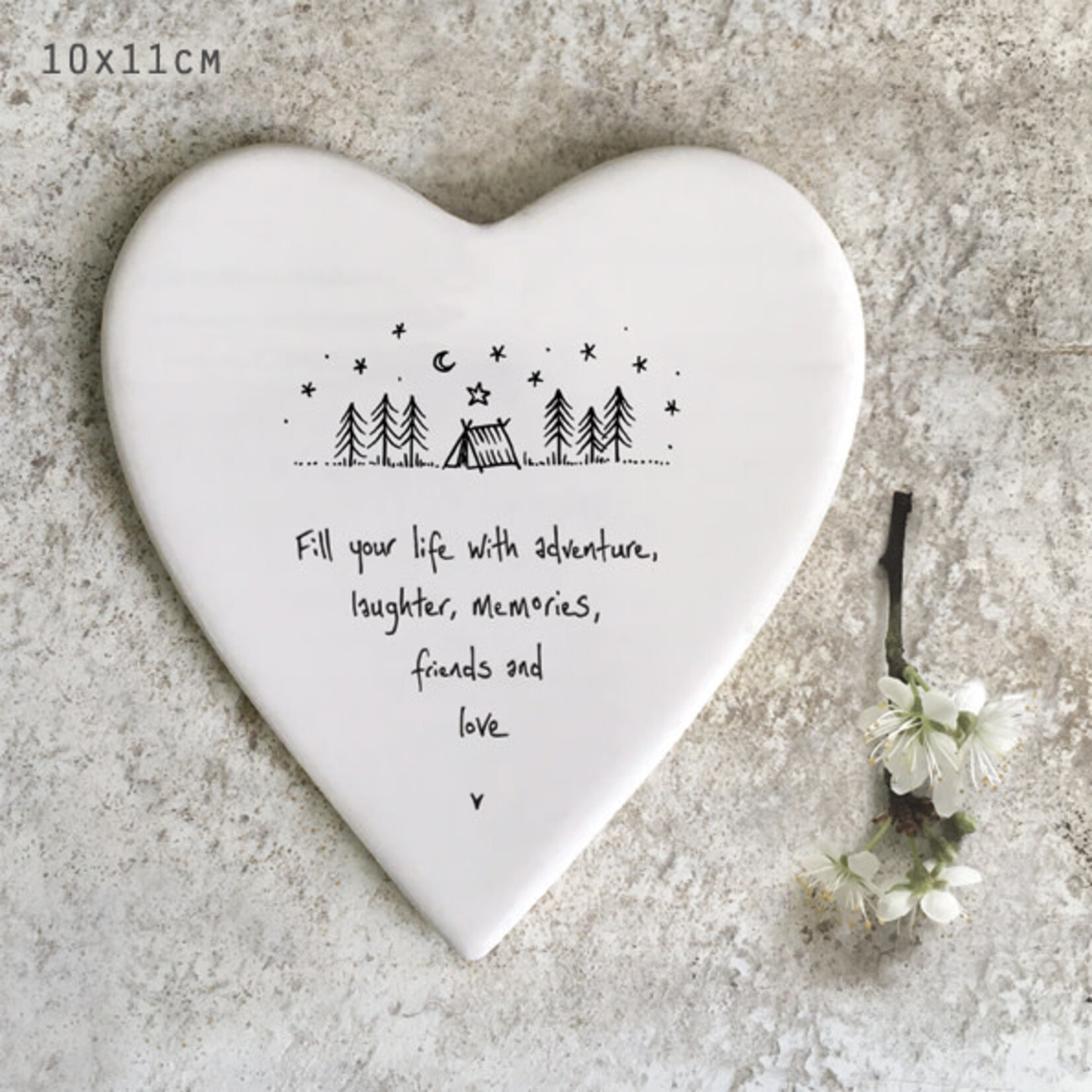 East of India Fill your life with Adventure Porcelain Heart coaster
