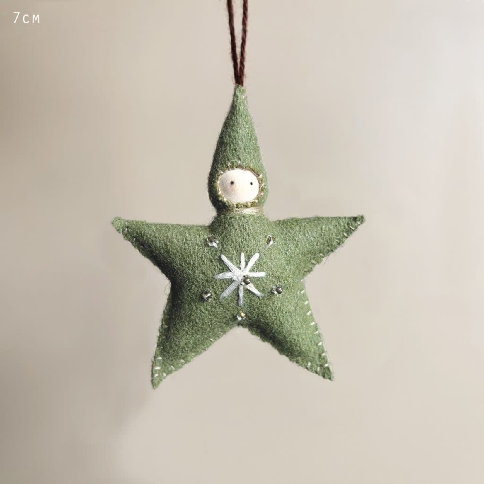 East of India Green Small felt star baby Decoration