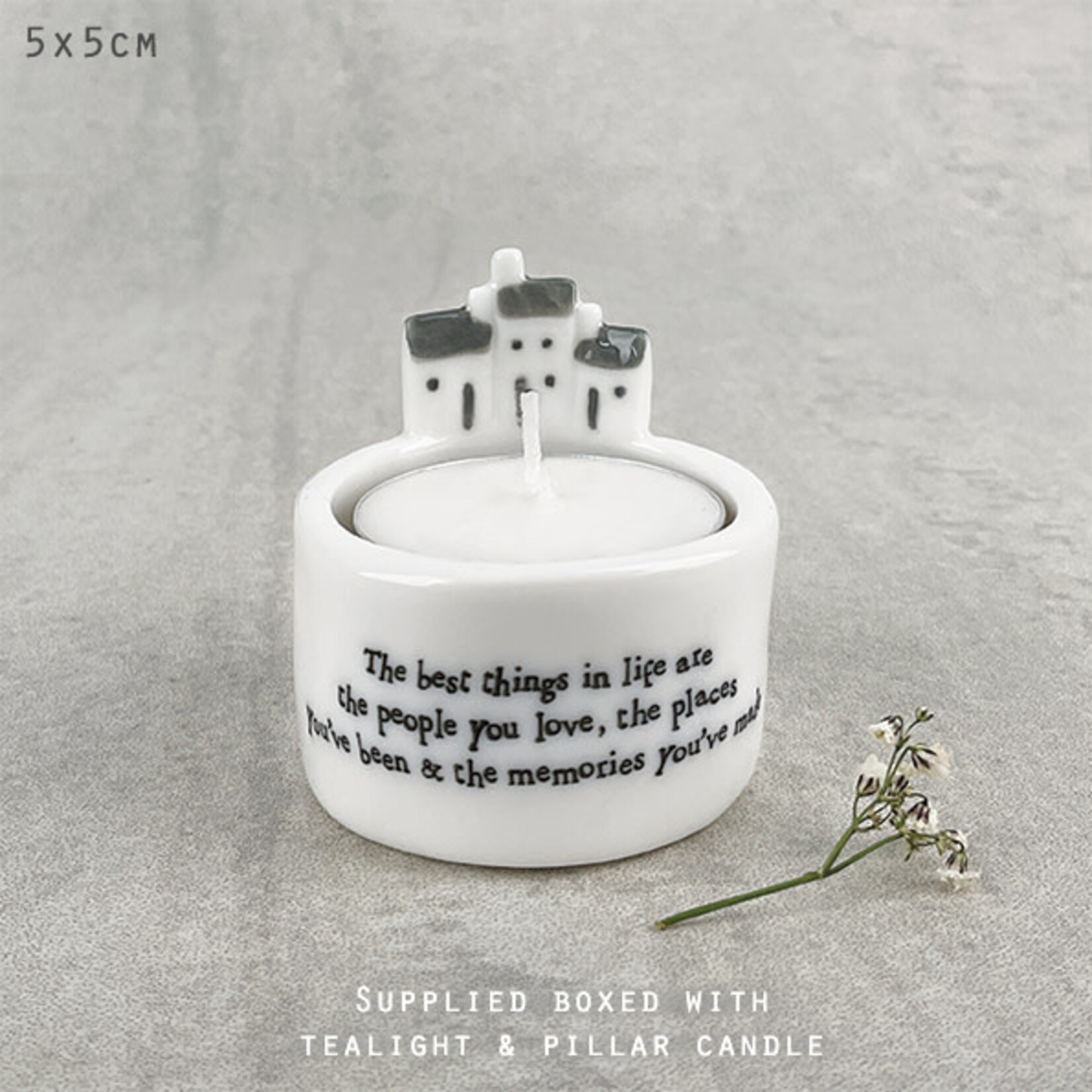 East of India Best things in life are candle holder with tealight and pillar