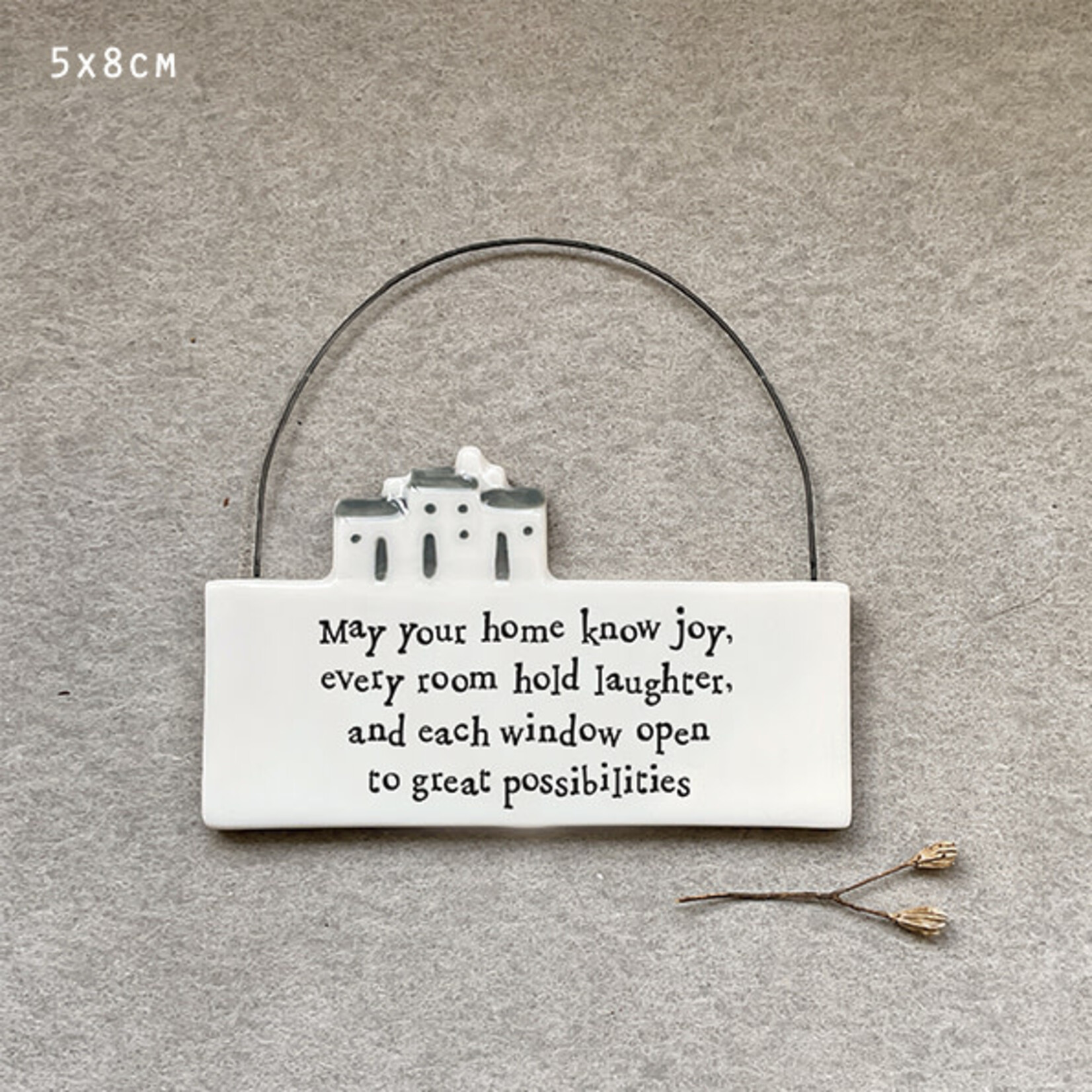 East of India May your home know joy Hanging scene