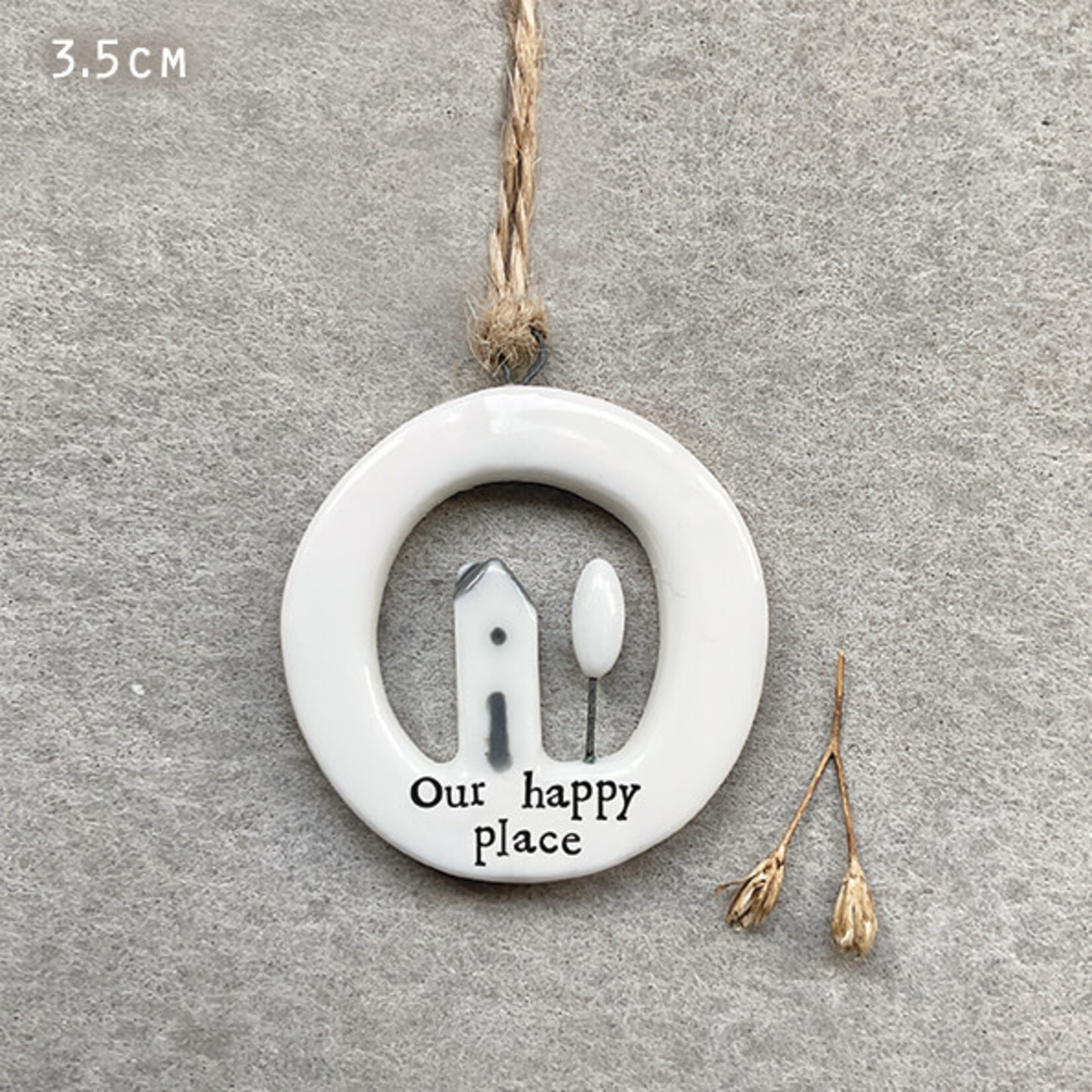 East of India Cut out hanger Our happy place