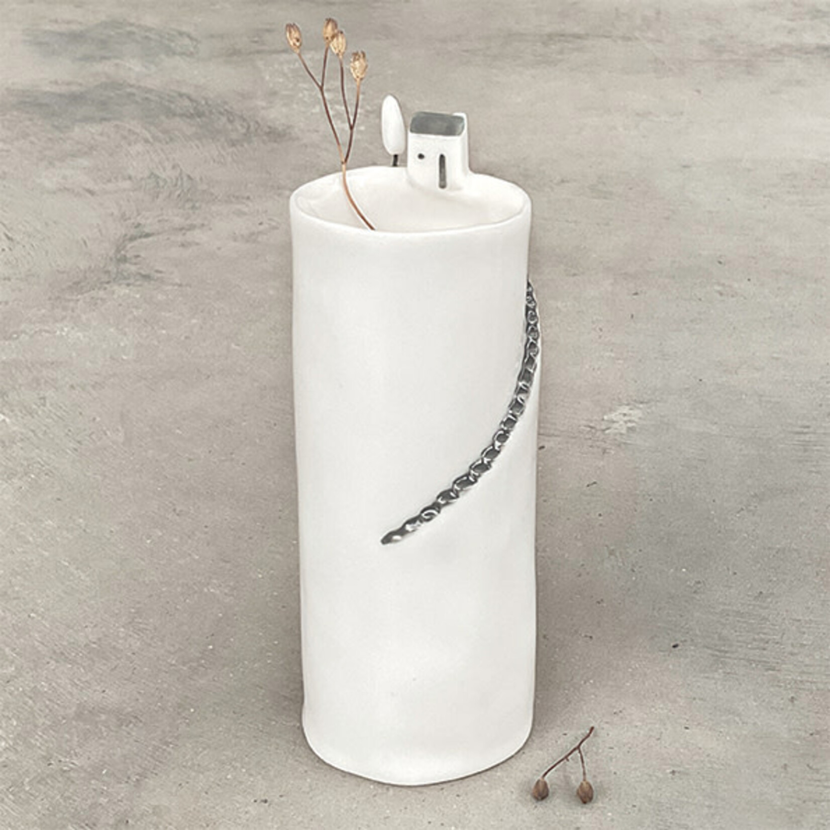 East of India Large Cliff house tall vase