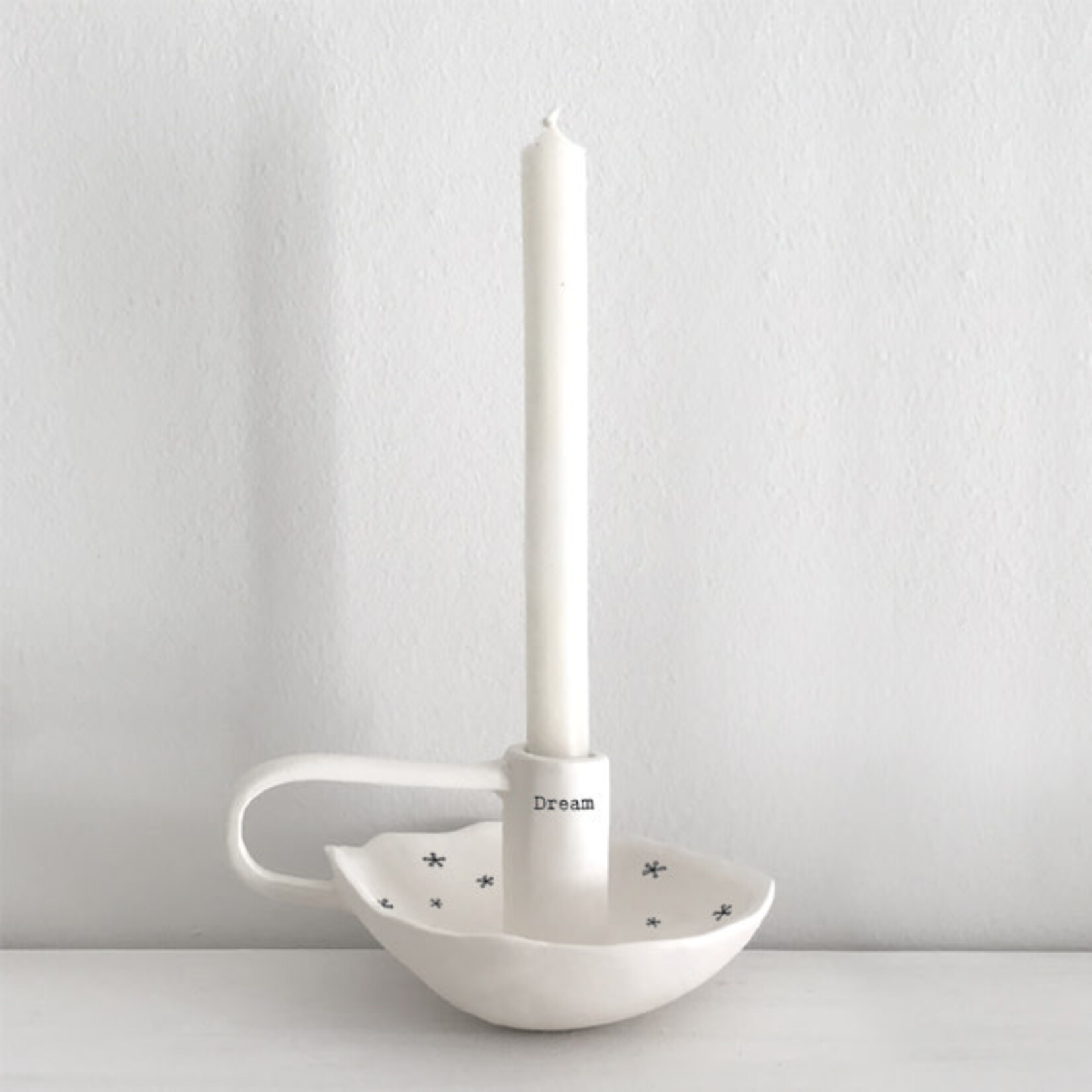 East of India Dream Porcelain candle holder with candle