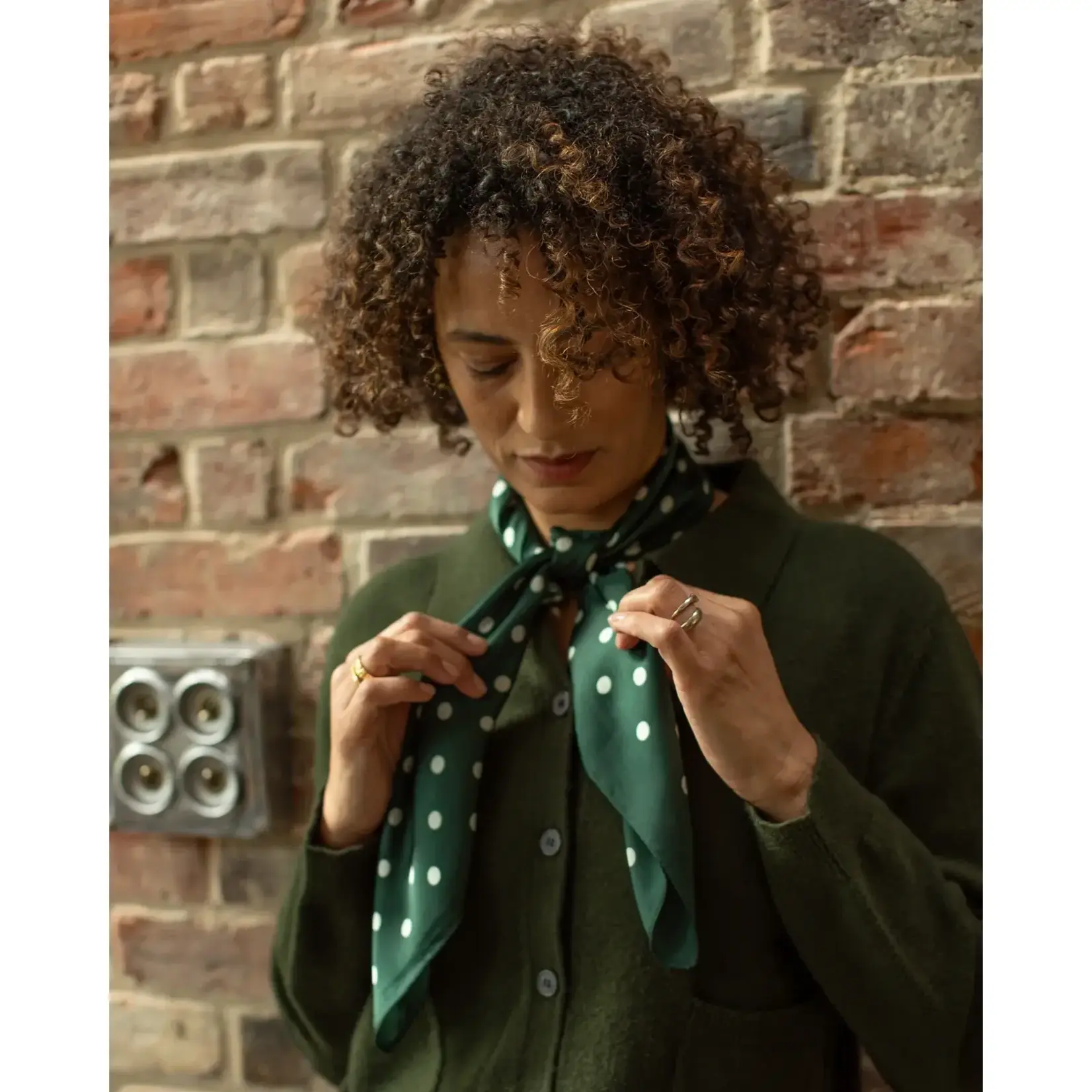 Chalk Mia Scarf Racing Green Spotty