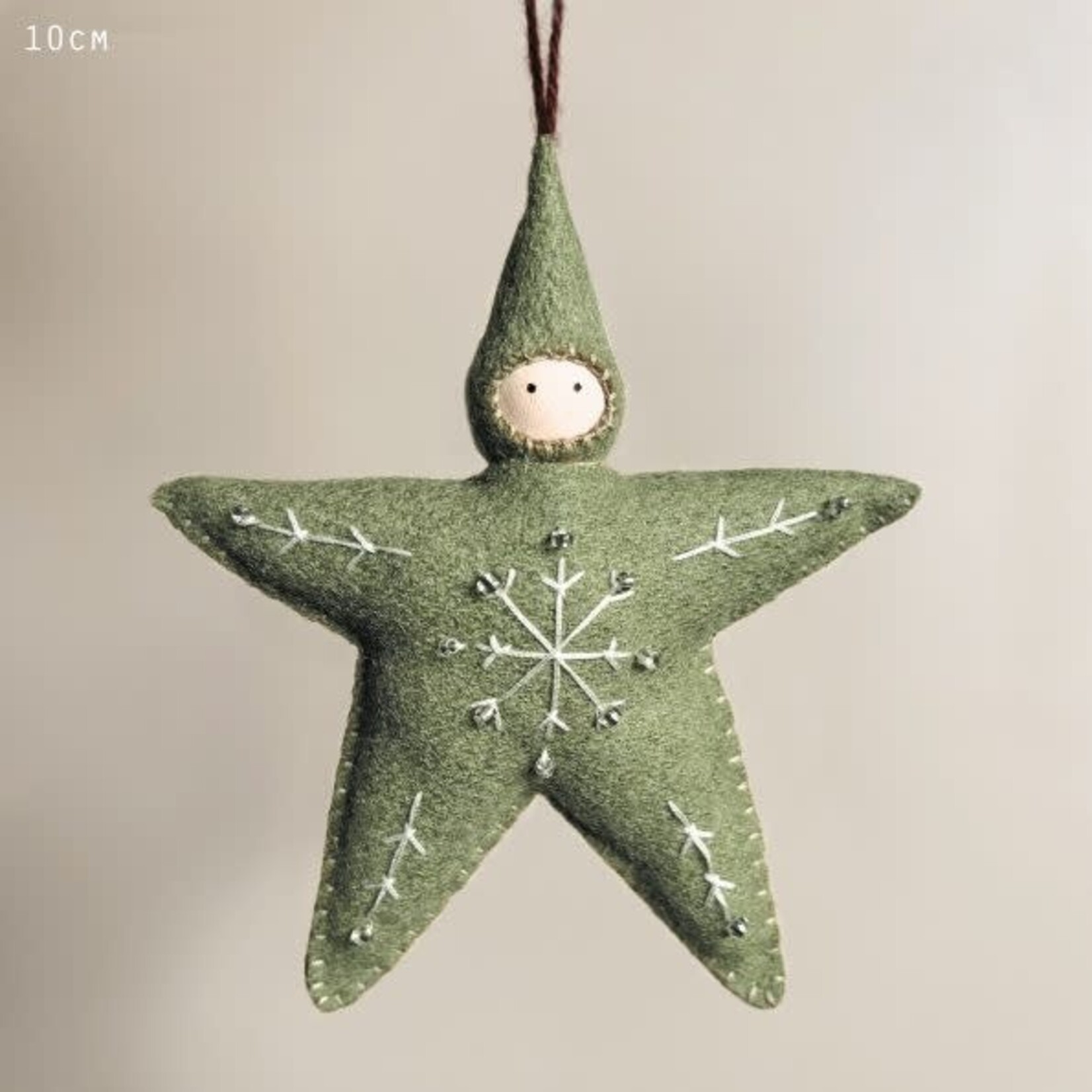 East of India Green Large felt star baby Decoration