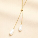 Lisa Angel Double Pearl Drawstring Necklace