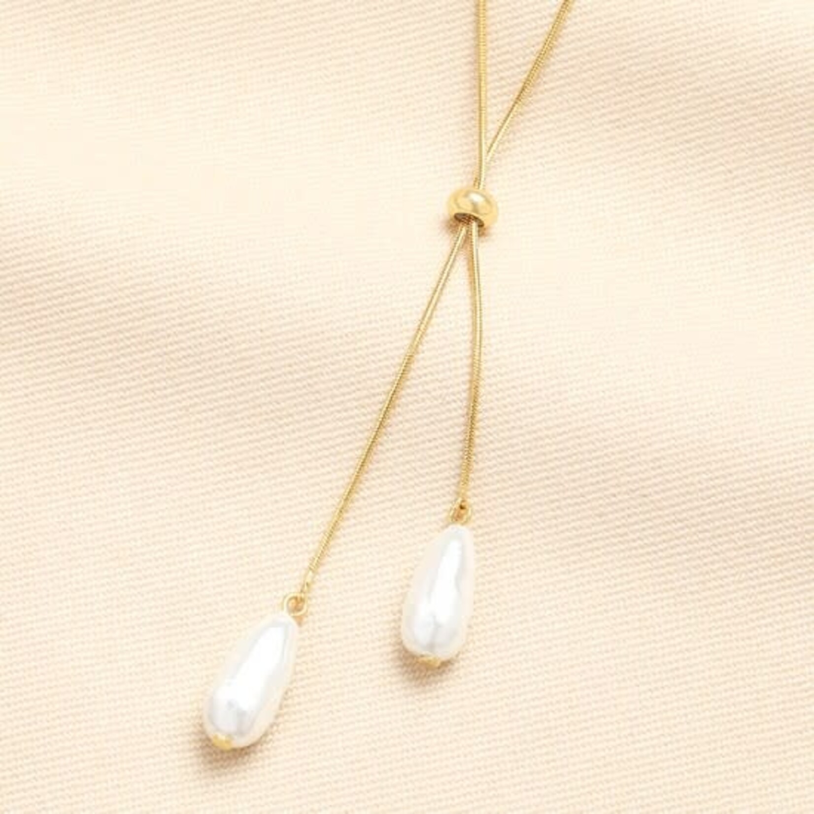 Lisa Angel Double Pearl Drawstring Necklace