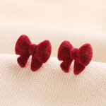 Lisa Angel Red Velvet Bow Stud Earrings