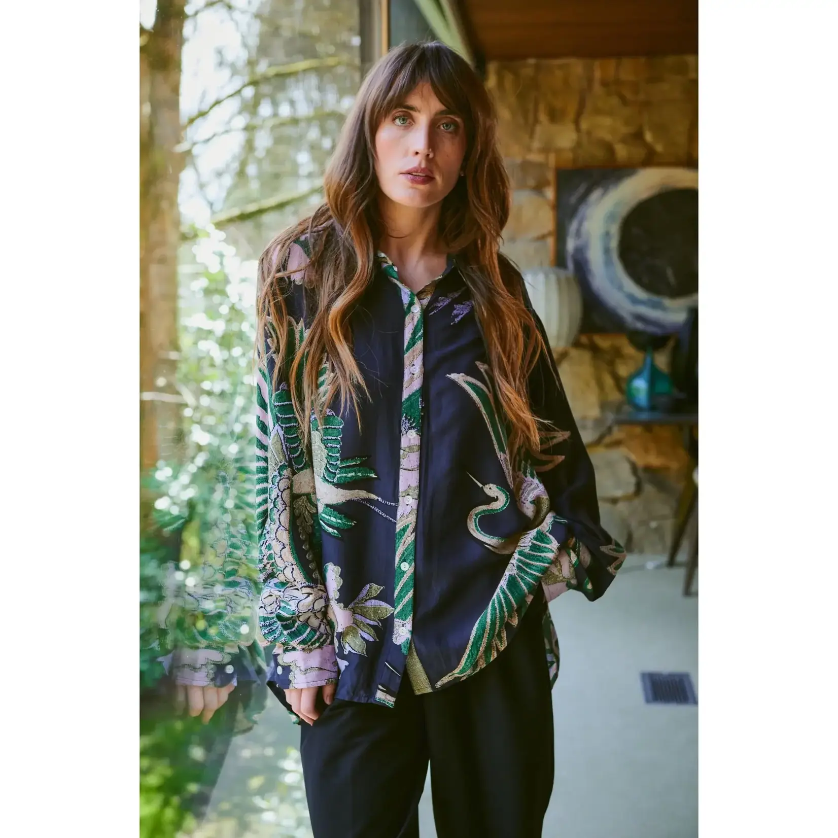 ONE HUNDRED STARS Crane Emerald Oversized Shirt