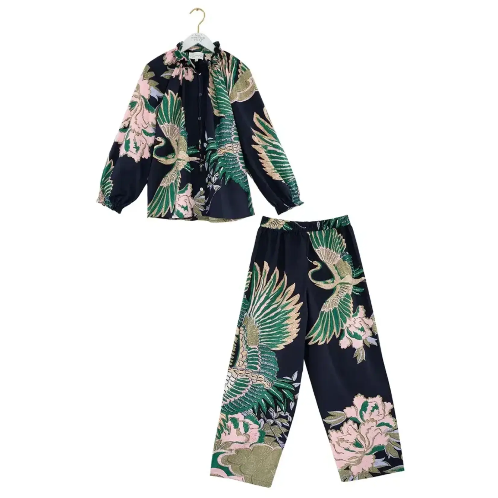 ONE HUNDRED STARS Crane Emerald Poplin Pyjama Set