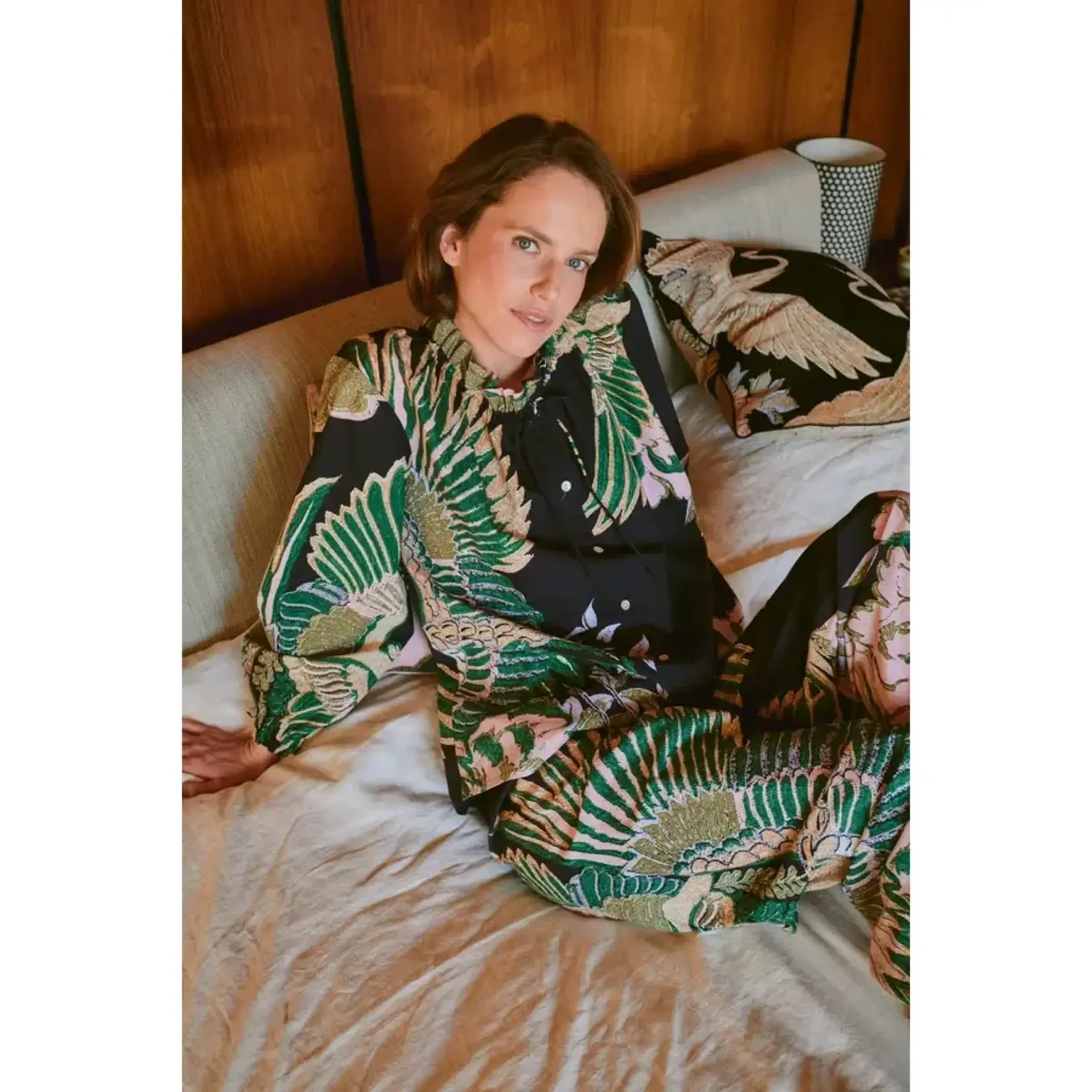 ONE HUNDRED STARS Crane Emerald Poplin Pyjama Set