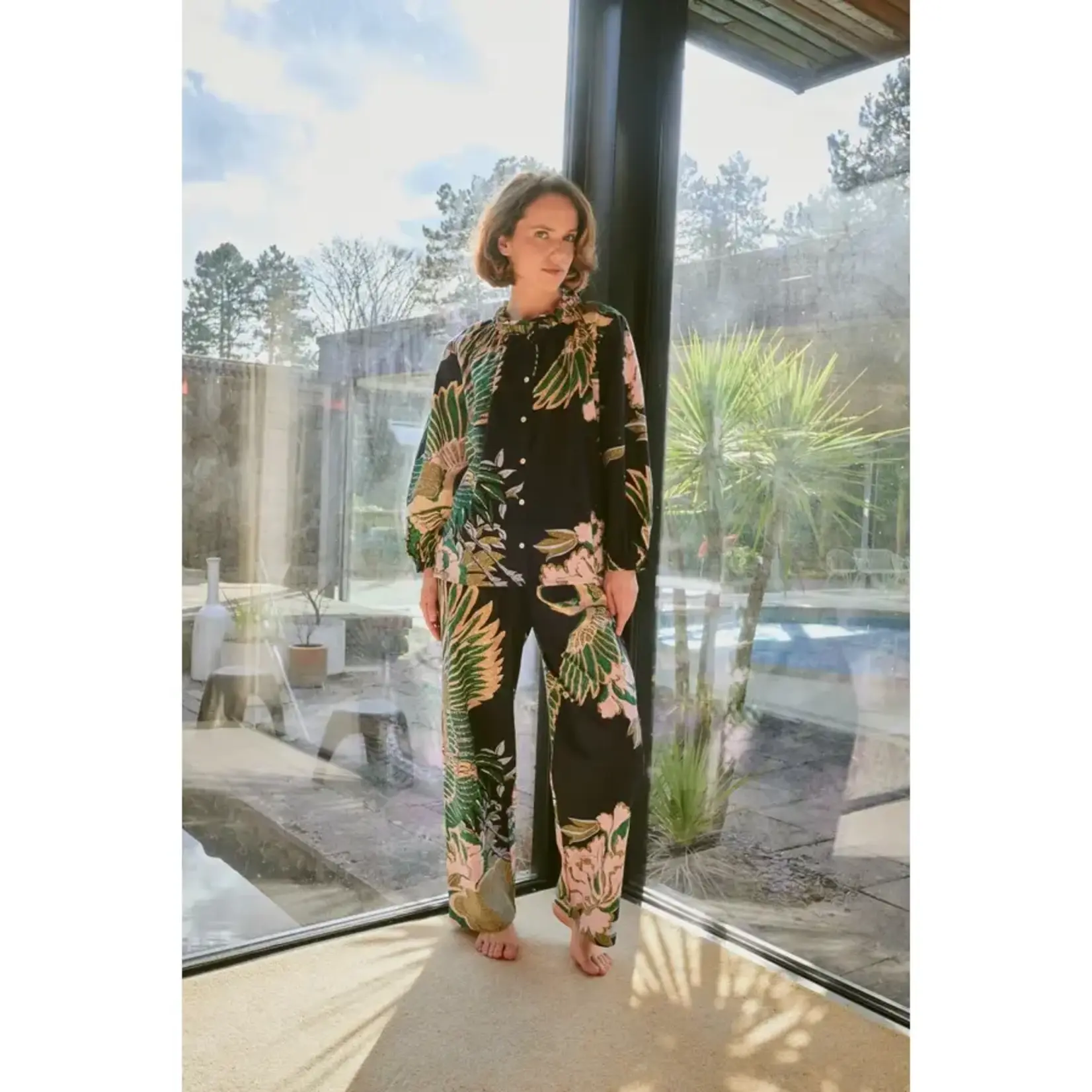 ONE HUNDRED STARS Crane Emerald Poplin Pyjama Set