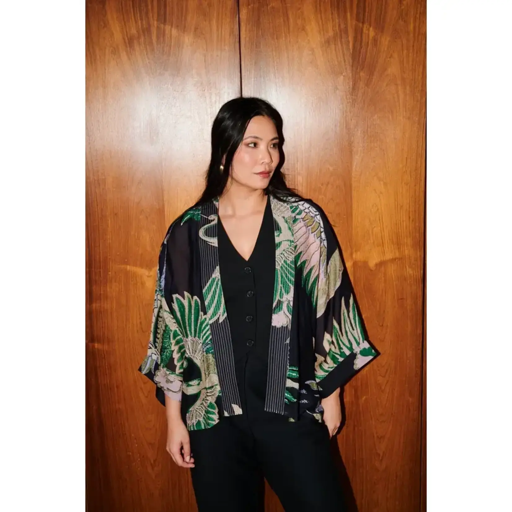 ONE HUNDRED STARS Crane Emerald Kimono